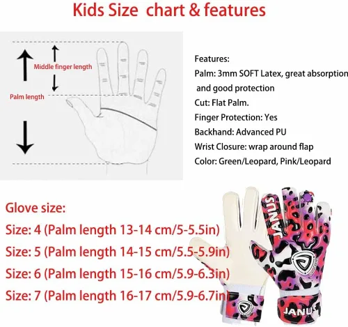 Vista 4 de Guantes de portero de fútbol para niños y jóvenes con protección profesional de los dedos, agarre fuerte, látex natural de 0.118 in