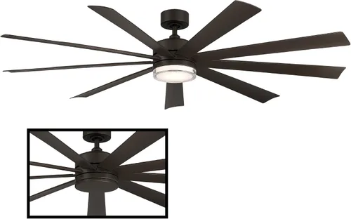Vista 3 de Wynd XL - Ventilador de techo inteligente de 9 aspas para interiores y exteriores, 72 pulgadas, bronce con kit de luz LED de 2700 K y control