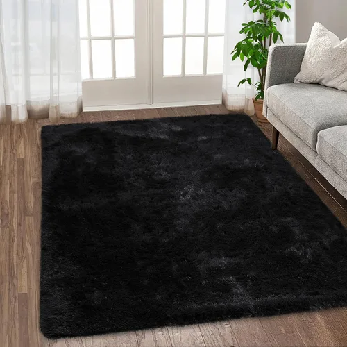 Vista 2 de Garvee Alfombra lanuda para sala de estar, de 6 x 9 pies, lujosa, suave y gruesa, alfombra esponjosa de piel sintética antideslizante