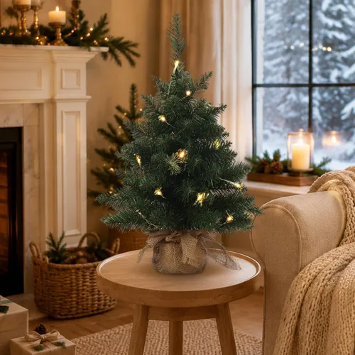 Vista 6 de Mini árbol de Navidad artificial preiluminado de 20 pulgadas
