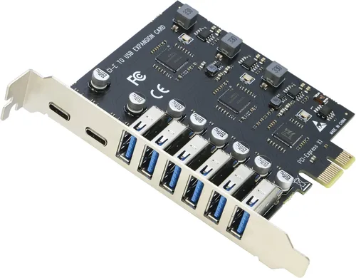 Vista 9 de Tarjeta PCIe USB 3.1, adaptador RIITOP PCI-e 3.0 x4 a USB 3.2 Gen2 (10Gbps) se expande a 20 pines + tipo E + 1 USB 3.0 + 1 USB C