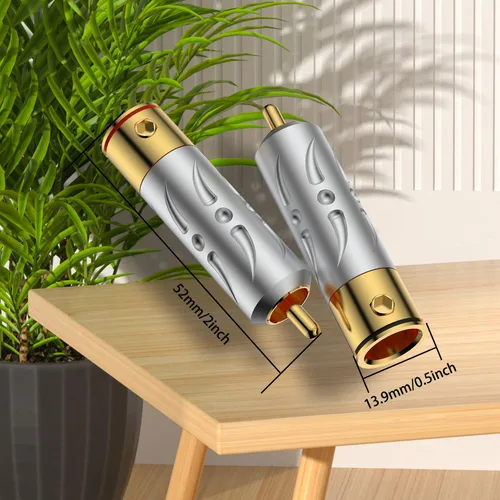 Vista 3 de Viborg 4pcs Hi-End RCA Macho Enchufes Cobre Puro Chapado en Oro Soldadura RCA Jack Conectores (VR109G)