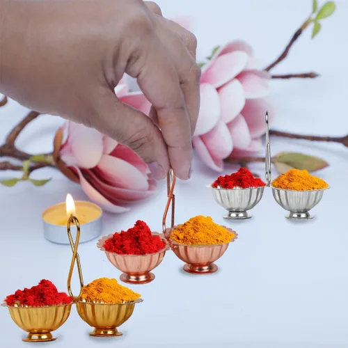 Vista 5 de Shubhkart Haldi Kumkum Stand - Surtido (paquete de 3)