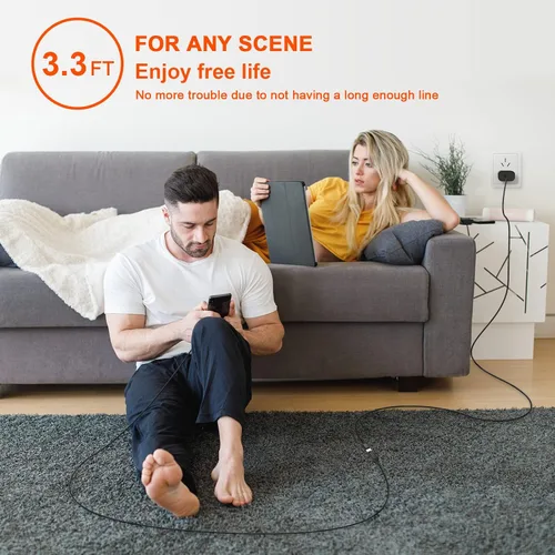 Vista 7 de Cable de extensión de cargador para iPhone, [certificado Apple MFi] Cable de nailon trenzado Lightning Extender Dock Cable macho a hembra adaptador