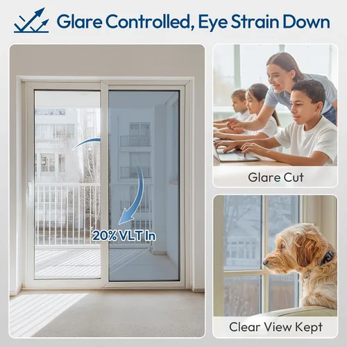Vista 43 de rabbitgoo - Película de privacidad para ventanas con diseño de arco iris y vidrio manchado, patrón de diamante, calcomanía no adhesiva con tinte