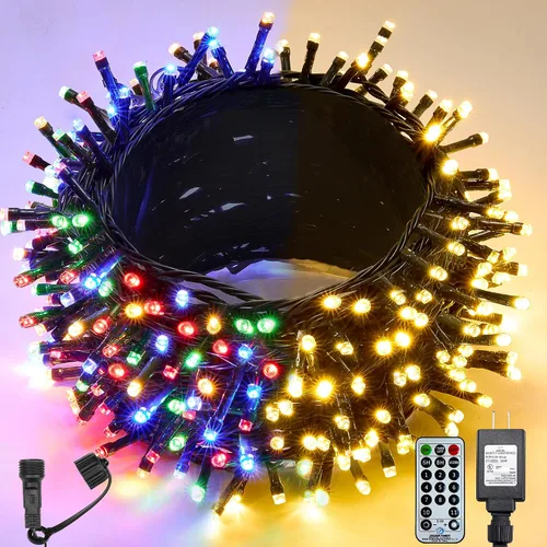 Vista 11 de WBao - Cadena de luces LED para Halloween de 300 luces, 108 pies, luces LED súper brillantes con certificación UL, 8 modos de iluminación