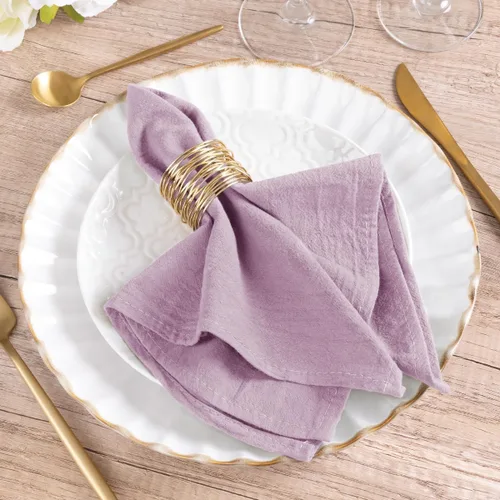 Vista 13 de Servilletas de tela natural de lino de algodón Boho rústico mesa de cena Beige