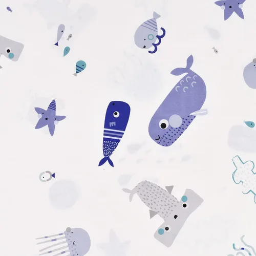 Vista 5 de J-pinno Juego de sábanas tamaño individual, diseño de animales marinos, peces y ballenas, mundo submarino, lindo, acogedor, divertido, para niños