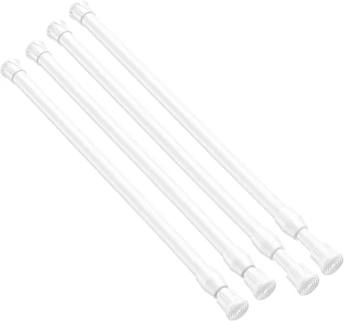 Vista 21 de Pack de 2 cortineros con resorte de tensión de 8 a 12.5 pulgadas, cortineros mini DIY sin necesidad de perforación para ventanas delgadas, armarios