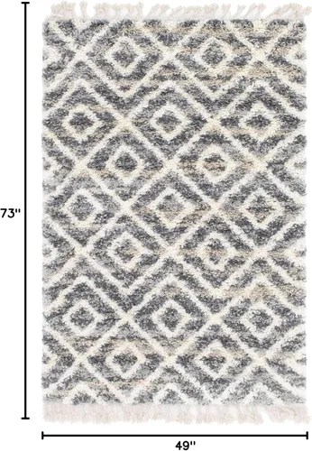 Vista 10 de Unique Loom Hygge Shag Collection - Alfombra de área de diamante (4 pies 1 pulgada x 6 pies 1 pulgada, rectangular, gris/beige)