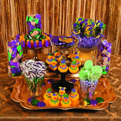 Vista 3 de Mantequillas Mardi Gras (aproximadamente 108 piezas) – 14 oz – Envueltas individualmente – Ideal para desfiles y martes de grasa