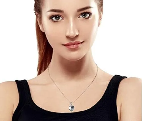 Vista 7 de Collar con dije de medallón con alas abiertas en forma de corazón para mujeres y adolescentes, de plata de ley 925, personalizable, Metal