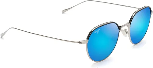 Vista 2 de Maui Jim Island Eyes - Gafas de sol redondas patentadas Polarizedplus2, Plata mate azul Hawaii polarizado, M