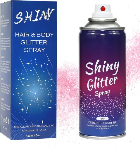 Vista 10 de Spray de purpurina para el cabello y el cuerpo para mujer, maquillaje dorado brillante, gran capacidad para conciertos, bodas, festivales, rave, 6.8