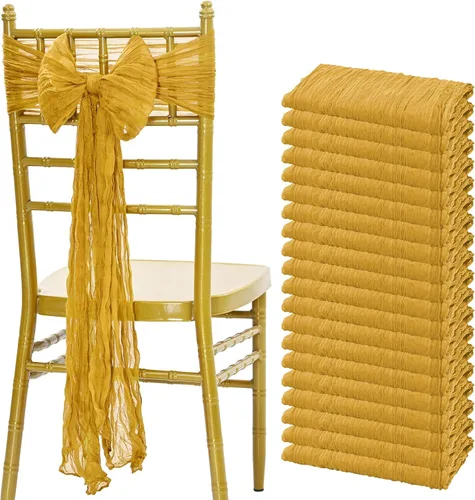 Vista 10 de Showgeous 20 bandas para silla, estopilla rústica, lazos decorativos diseñados para bodas, banquetes, fiestas, pasillo, decoración del hogar