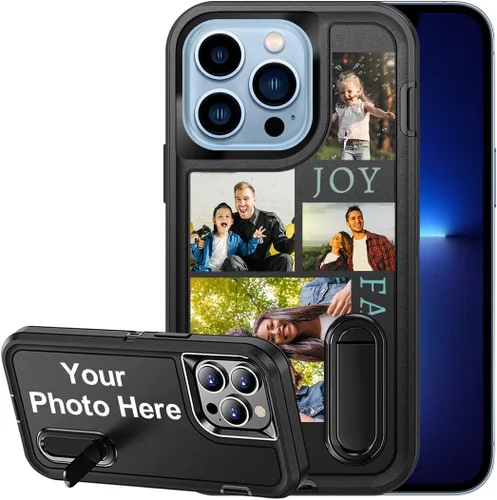 Vista 33 de Funda personalizada para iPhone 13, soporte incorporado/función atril, protección resistente a los arañazos, cubierta de fotos personalizada