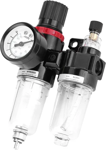 Vista 5 de Unidad de compresor de aire FRL con válvula de drenaje G1/4 Rosca Separador de aceite-agua para herramientas neumáticas