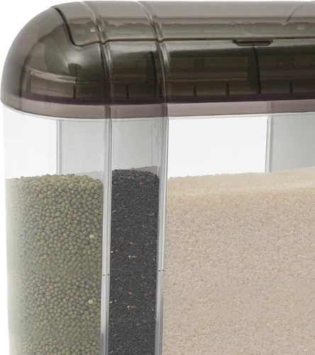 Vista 7 de Dispensador de cereales Dispensador de arroz dispensador de granos secos, dispensador de granos mixtos de 5 compartimentos, deflector de doble capa