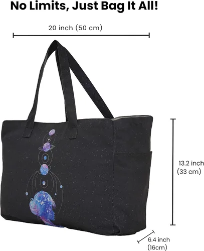 Vista 2 de HEALTHY DREAM Elegante bolso de mano para mujer Bolso grande con asas de correa para el hombro yoga, playa, deportes, naturaleza y compras