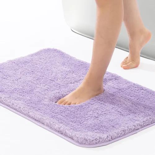 Vista 8 de ROSMARUS Alfombra de baño lanuda antideslizante de 17 x 24 pulgadas, tapete absorbente de agua, tapete de ducha suave para suelo y bañera, tapete