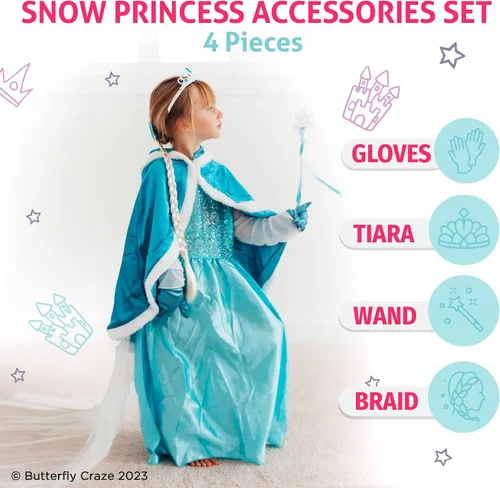 Vista 2 de Accesorios de Princesa Elsa de Frozen, incluye tiara, guantes, vara mágica y trenza