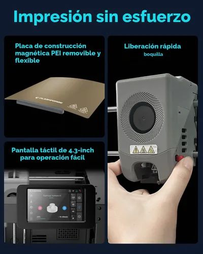 Vista 6 de FLASHFORGE Adventurer 5M Impresora 3D de Alta Velocidad Máx. 600mm/s con Nivelación Automática, Cambio de Boquilla en 3 Segundos, Impresión