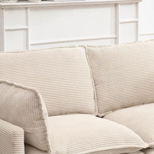 Vista 6 de Sofá Sillones de tela de terciopelo de 102 pulgadas para sala con doble cojín, sofás para sala con diseño modular para sala de estar, beige