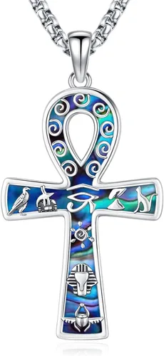Vista 221 de Collar de pentagrama de plata de ley con triple luna, diosa celta, nudo celta, nudo de brujas, Ankh, sol y luna, Hécate, lilith, Santa Muerte