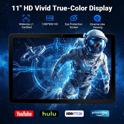 Vista 4 de Tableta de 11 pulgadas, Octa-Core, 16GB RAM 128GB ROM 1TB Expand, Batería 8200mAh, WiFi 6 Bluetooth 5.3, Pantalla HD IPS, Cámara dual, Desbloqueo