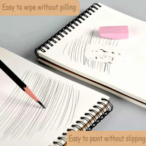 Vista 3 de Cuaderno de bocetos, papel de dibujo de 5.5 x 8.5 pulgadas, encuadernado en espiral, encuadernado (98 libras/5.64 oz/m²), paquete de 1, cuaderno