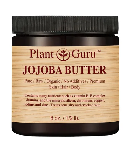 Vista 3 de Mantequilla corporal de jojoba 4 oz. 100% pura cruda fresca natural prensada en frío. Hidratante para la piel, cuerpo y cabello, cremas