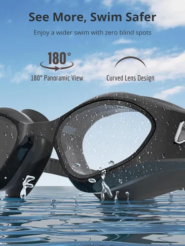 Vista 6 de Gafas de natación, sin fugas, gafas de natación para adultos con lentes resistentes a la niebla, bloqueo UV para hombres, mujeres y jóvenes