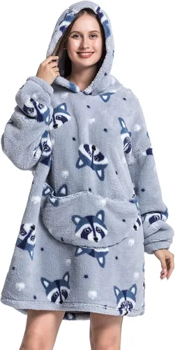 Vista 15 de Manta con capucha, sudadera de gran tamaño para adultos, mujeres y hombres, hecha de franela muy suave y cálida, con bolsillo y mangas