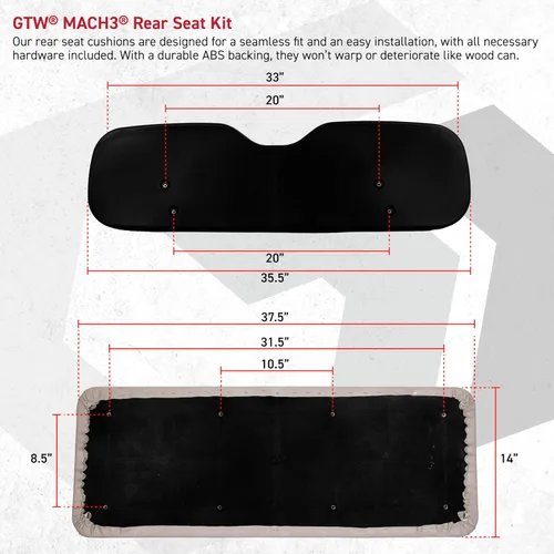 Vista 4 de Mach3 Yamaha Drive2 (17-Up) Kit de asiento trasero abatible para carrito de golf