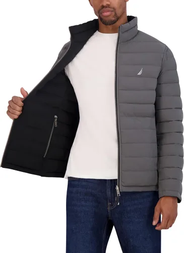 Vista 4 de Nautica Men's Stretch Reversible Midweight Puffer Jacket, Wind and Water Resistant