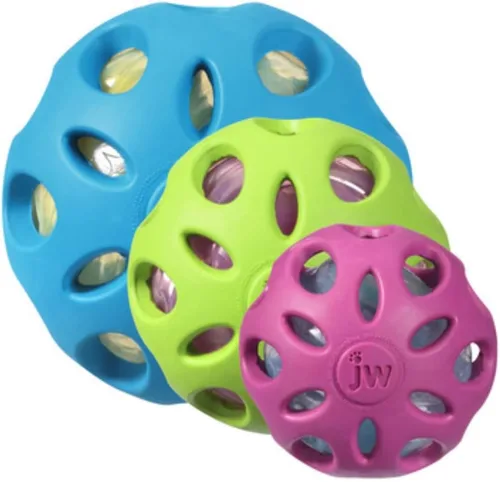 Vista 3 de JW Pet 47013 Crackle Heads Crackle Ball Dog Toy Botella de plástico, pequeña, variada, 1 paquete