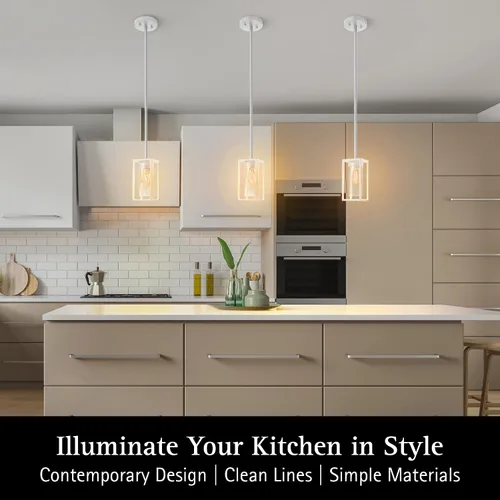 Vista 2 de Ultralux Framework Mini lámpara colgante – Lámpara colgante de altura ajustable con bombilla LED regulable – Lámpara de techo de montaje en Blanco