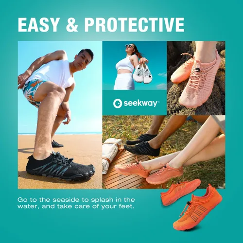 Vista 7 de SEEKWAY - Zapatos de agua unisex, de secado rápido, tipo calcetín y con sensación de pies descalzos para adultos ideales para playa, natación, río