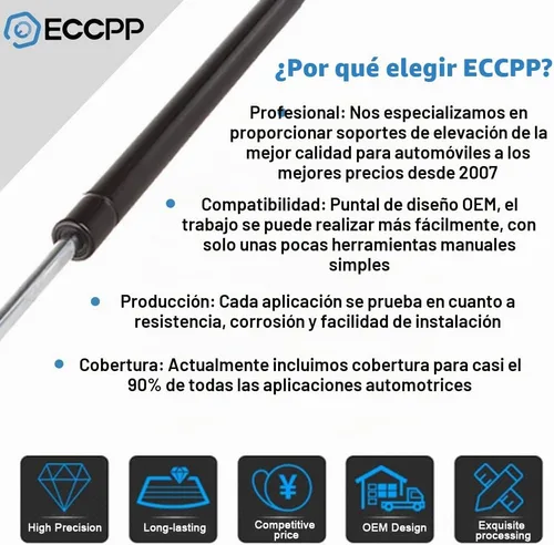 Vista 3 de ECCPP Paquete de 2 amortiguadores para puerta trasera con elevación, a gas, para Toyota, compatible con SG229013 4590.