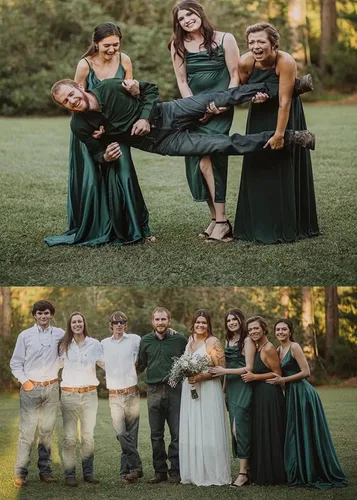 Vista 3 de Lindo Noiva Vestidos largos de dama de honor para mujer, vestidos formales de satén con tirantes delgados para baile de graduación, vestidos