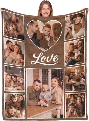 Vista 16 de Mantas personalizadas con fotos, mantas de cumpleaños personalizadas, regalos para adultos, niños, niñas, manta de collage de fotos personalizada