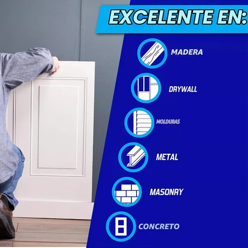 Vista 3 de Loctite Power Grab Express - Adhesivo de construcción multiusos, blanco, cubo de 1 galón, 1 paquete, pegamento de construcción versátil