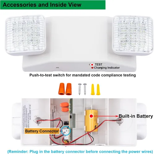 Vista 5 de Luz de emergencia LED para negocios, batería de respaldo, paquete