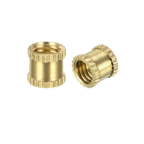 Vista 4 de uxcell Tuercas de inserción moleteadas – 100 piezas M2 x 0.157 in de longitud x 0.126 in de diámetro exterior rosca hembra tuerca de inserción
