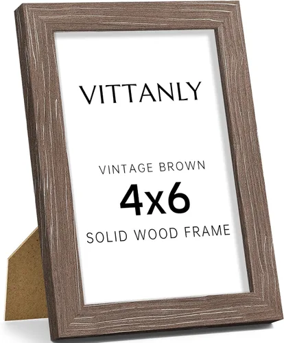 Vista 30 de Vittanly - Marco de fotos de 4 x 6 pulgadas de madera maciza con plexiglás, incluye paspartú de 3,5 x 5, para colgar en la pared o poner sobre una