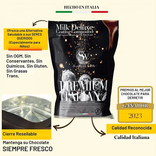 Vista 9 de Chocolate italiano para derretir leche de primera calidad, 5 libras, caramelo derretido sin OMG Only 6 Natural Ingredients , Perfect for Chocolate