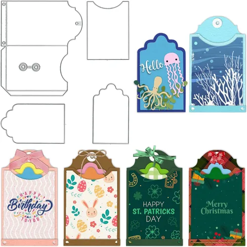 Vista 9 de Estivaux Troqueles con Forma de Tarjeta 3D para Hacer Tarjetas, Juegos de Troqueles de Corte de Tarjetas de Regalo de Forma Rectangular, Troqueles