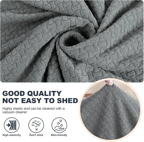 Vista 5 de Jiviner Fundas elásticas para sofá de 3 piezas para sofá de 2 cojines, funda gruesa para sofá biplaza con 2 fundas de cojín para sala de estar, Gris