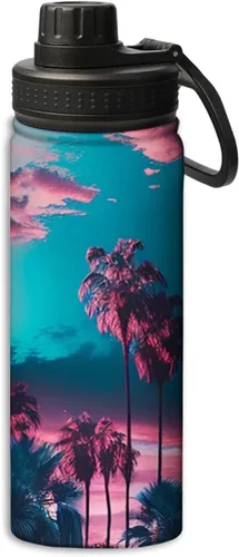 Vista 23 de Botellas de agua aisladas de 18 onzas, con estampado de mal de ojo, botella de agua deportiva aislada de doble pared a prueba de fugas, taza térmica