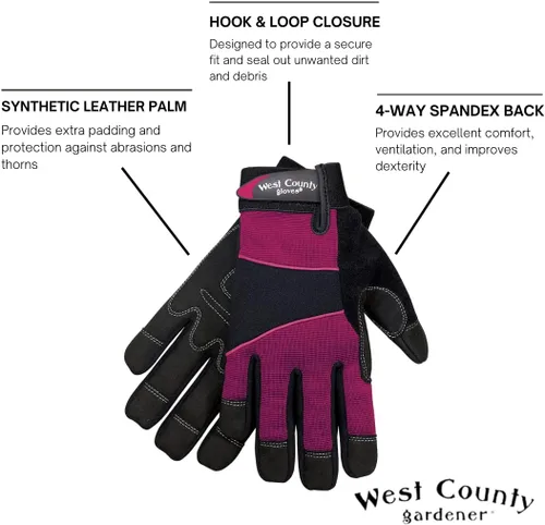 Vista 2 de West County - Guantes de trabajo para mujer, con respaldo de elastano en cuatro direcciones